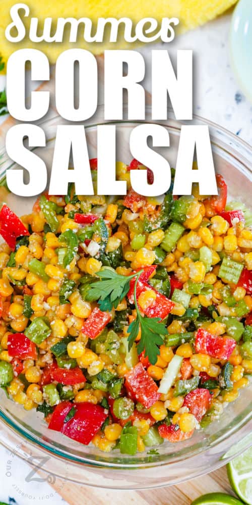 spicy Corn Salad with writing