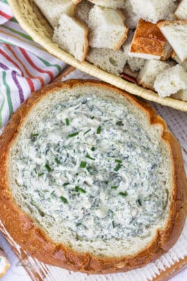Spinach Dip in a bread bowl