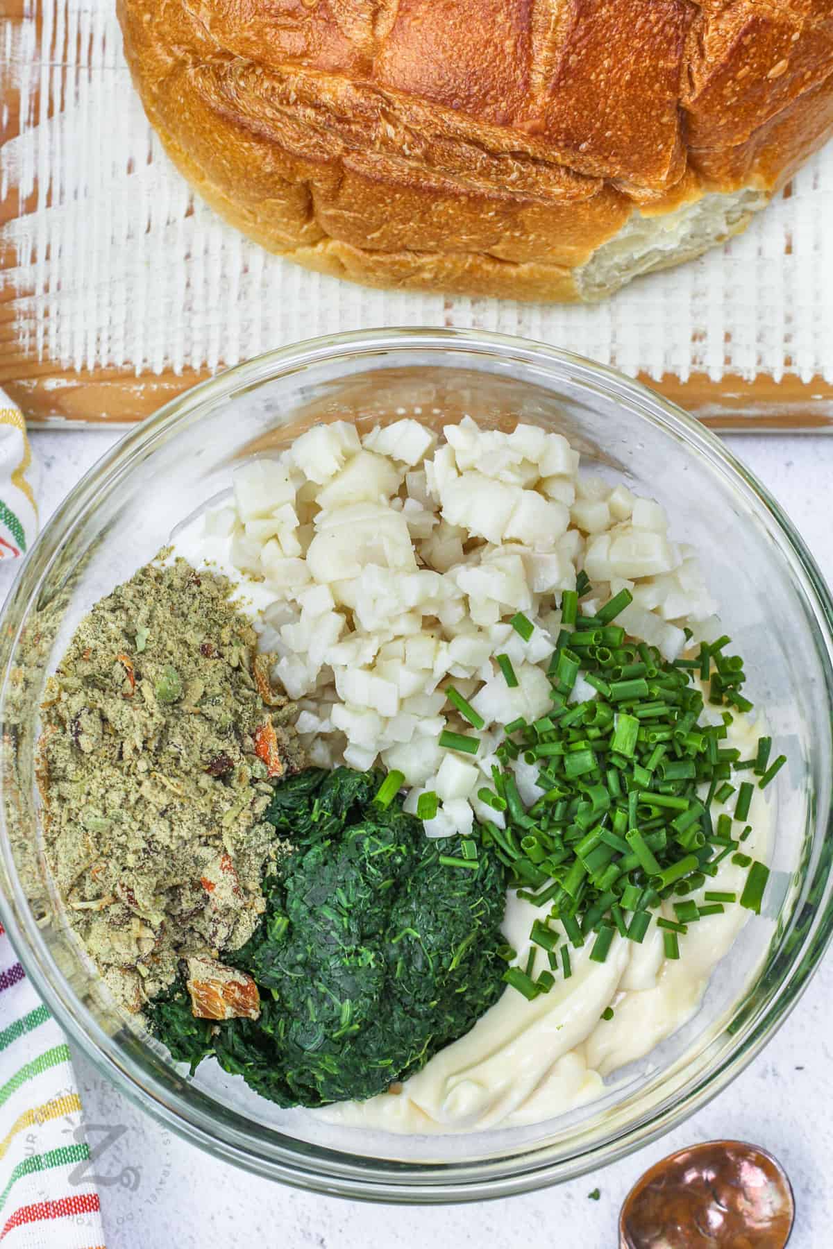 Spinach Dip ingredients in a bowl