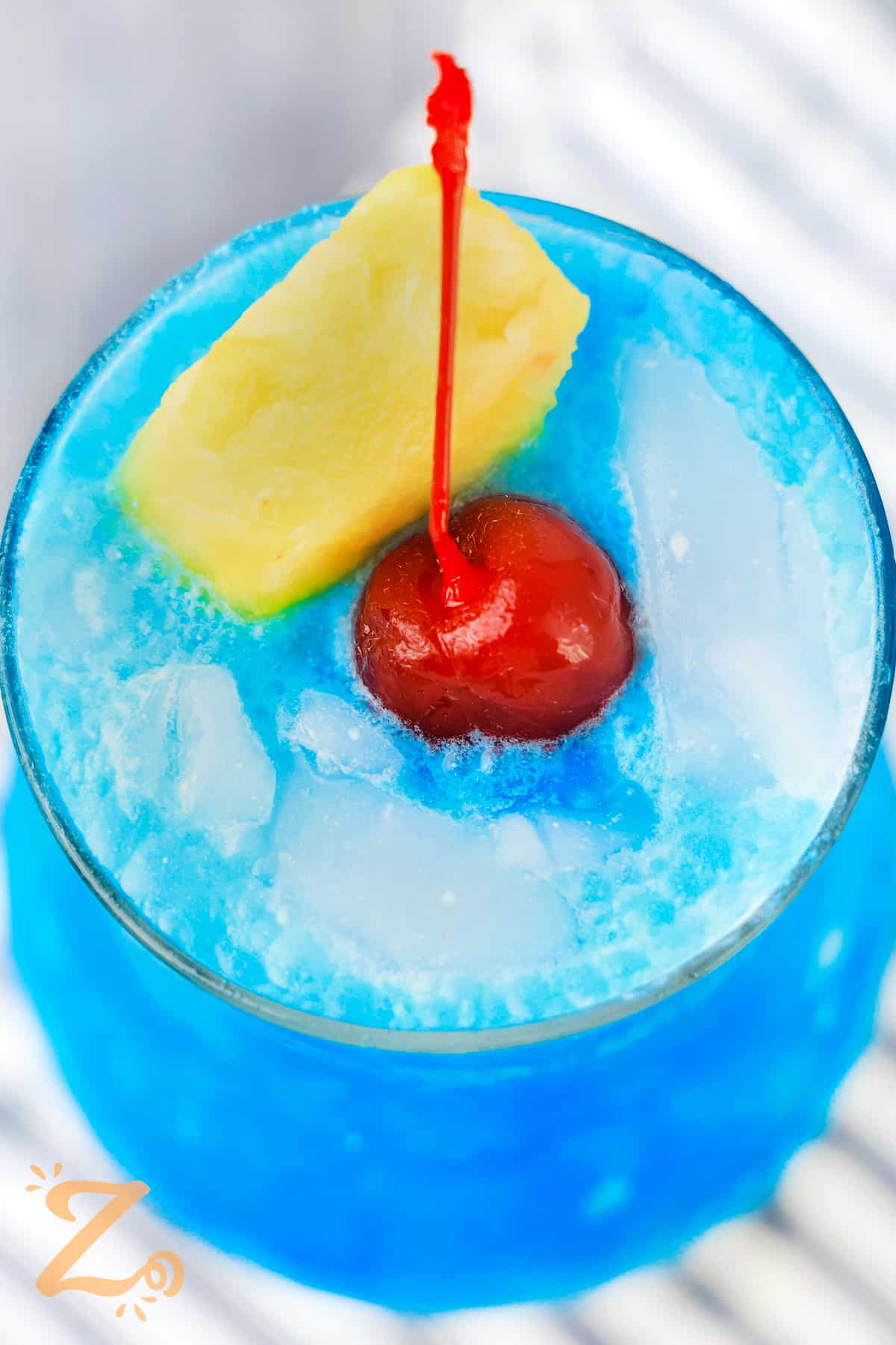 Blue Hawaiian Cocktail with a cherry