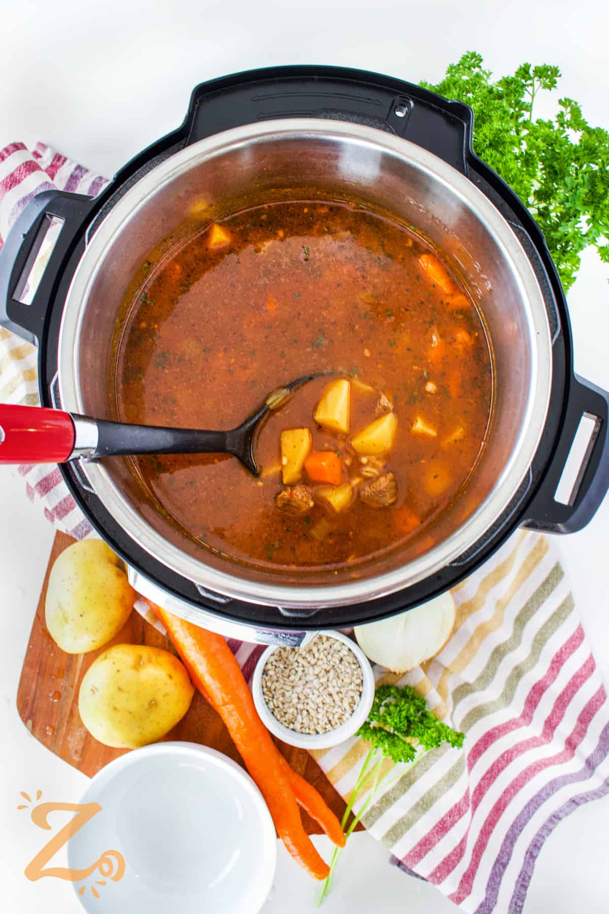 Instant Pot Beef Barley Soup in the crockpot