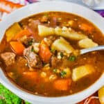 plated Instant Pot Beef Barley Soup
