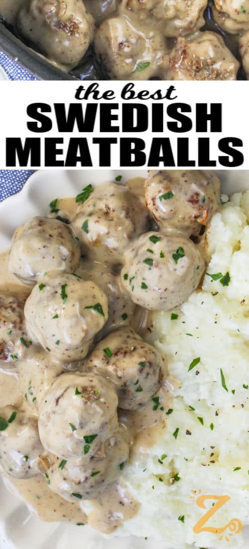 plated Swedish Meatballs with a title