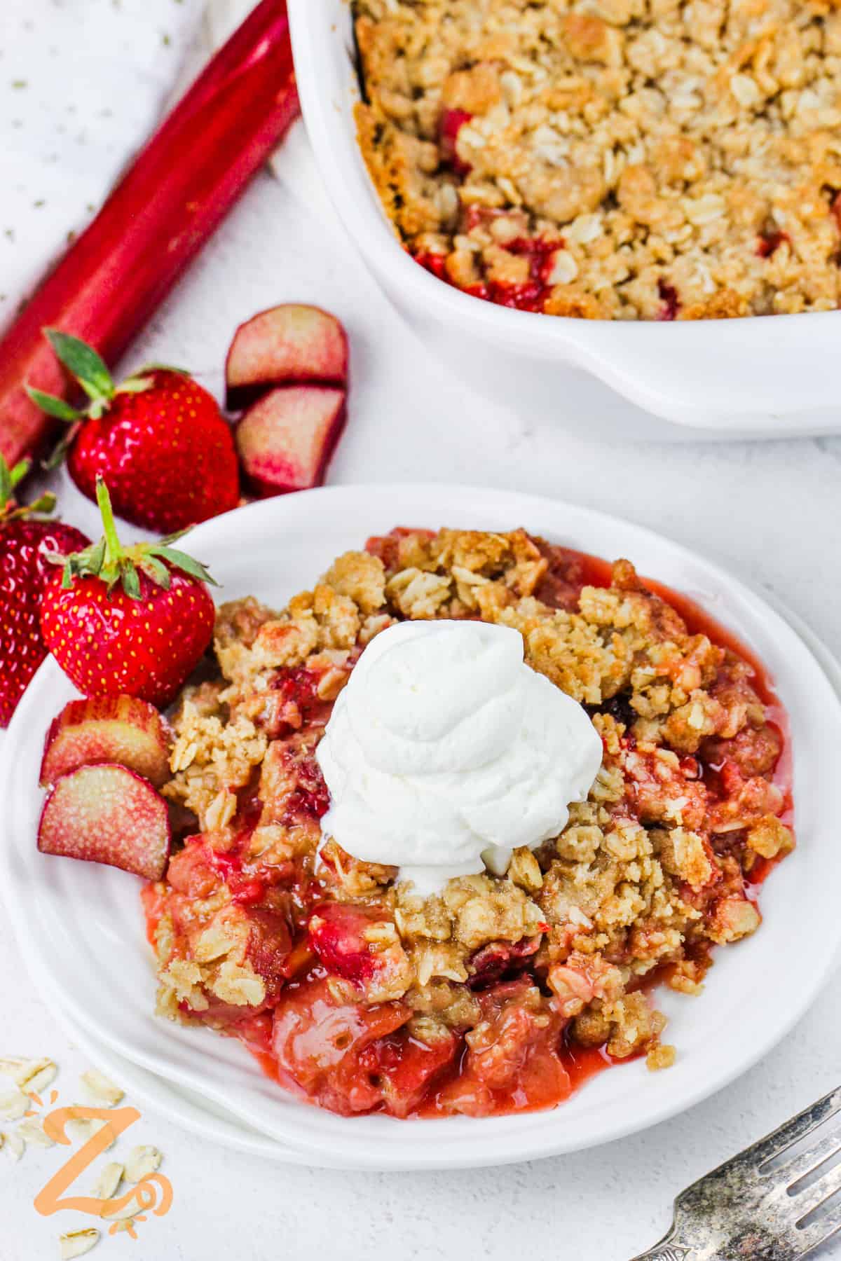 Strawberry Rhubarb Crisp with whipped cream