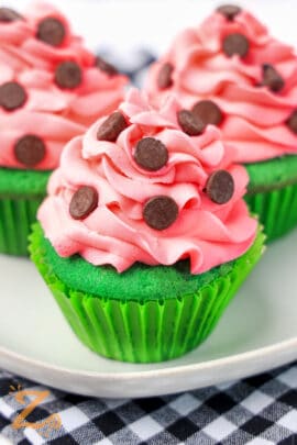 close up of Watermelon Cupcakes