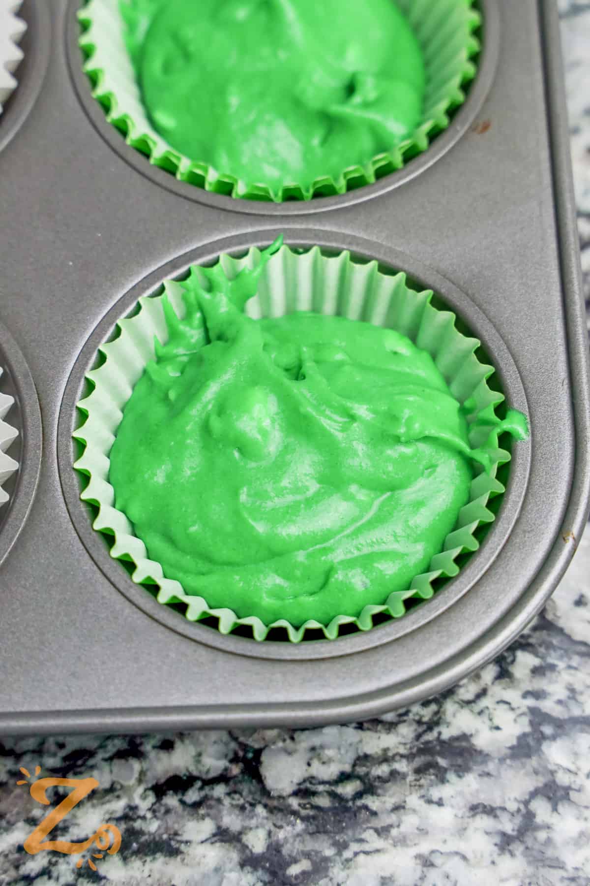 Watermelon Cupcakes in muffin tins before baking