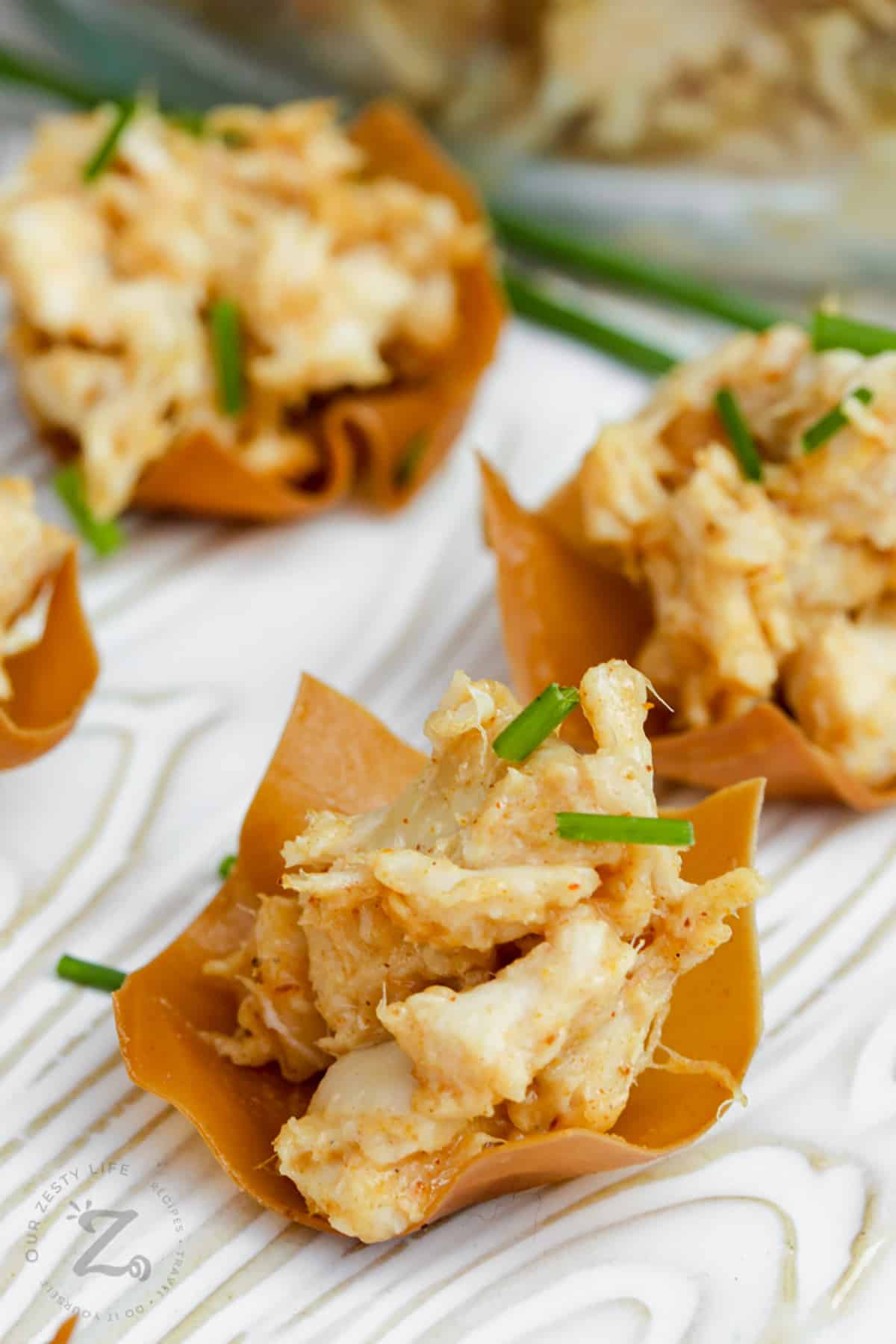 Chicken Wonton Cups with green onion