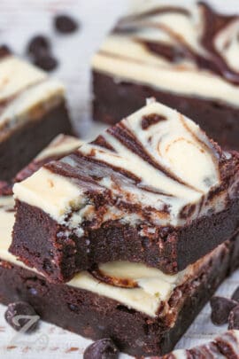 Cream Cheese Brownies with a bite taken out
