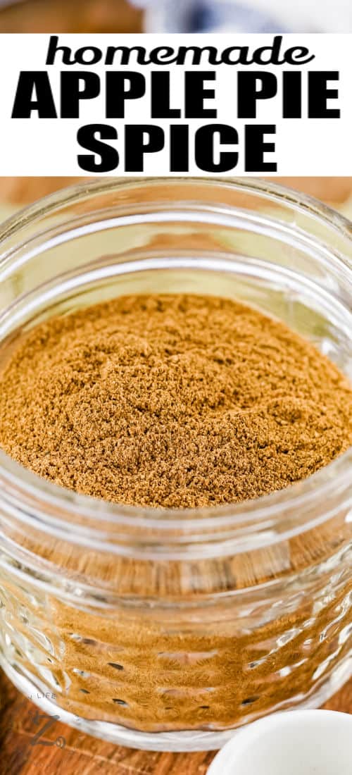 jar of Apple Pie Spice with writing