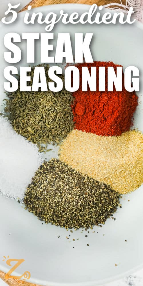 bowl of Steak Seasoning spices with a title