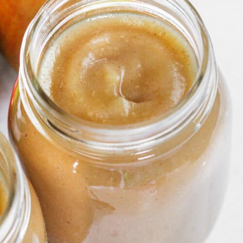 a jar of pureed apple sauce