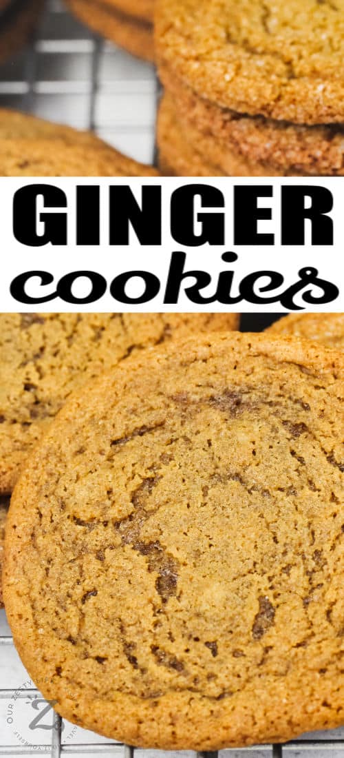 close up of Ginger Cookies with a title