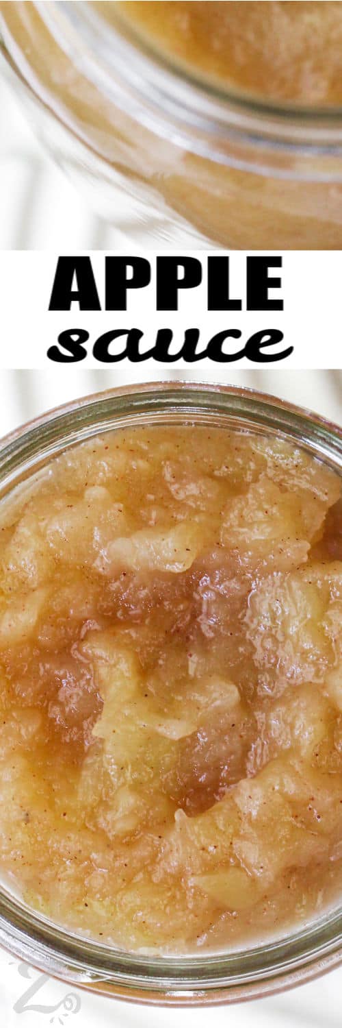 chunky apple sauce in a jar with text