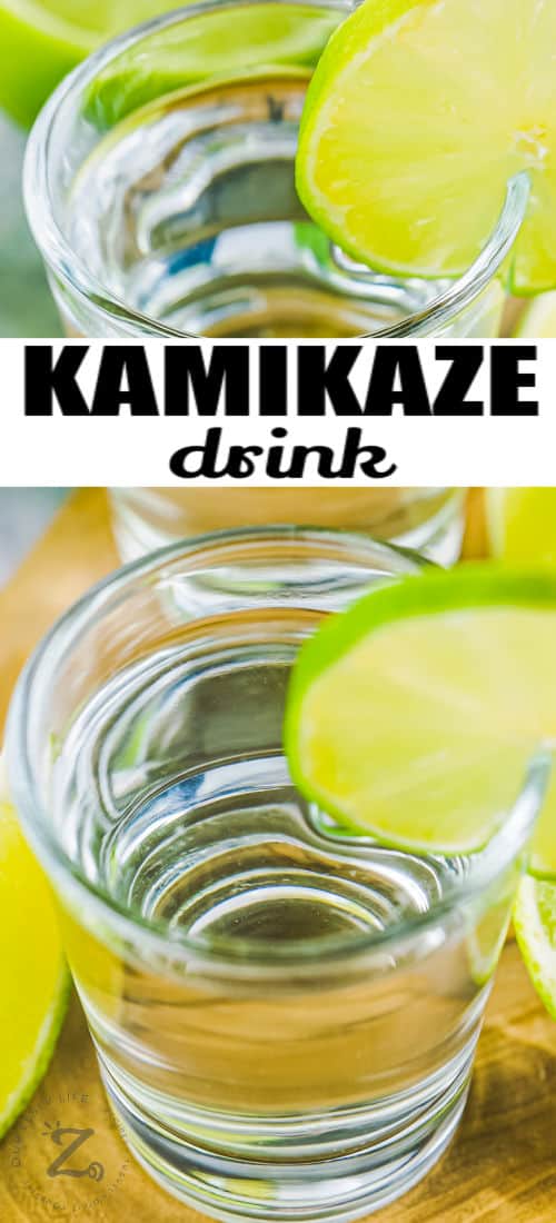 close up of two Kamikaze Shots with a title