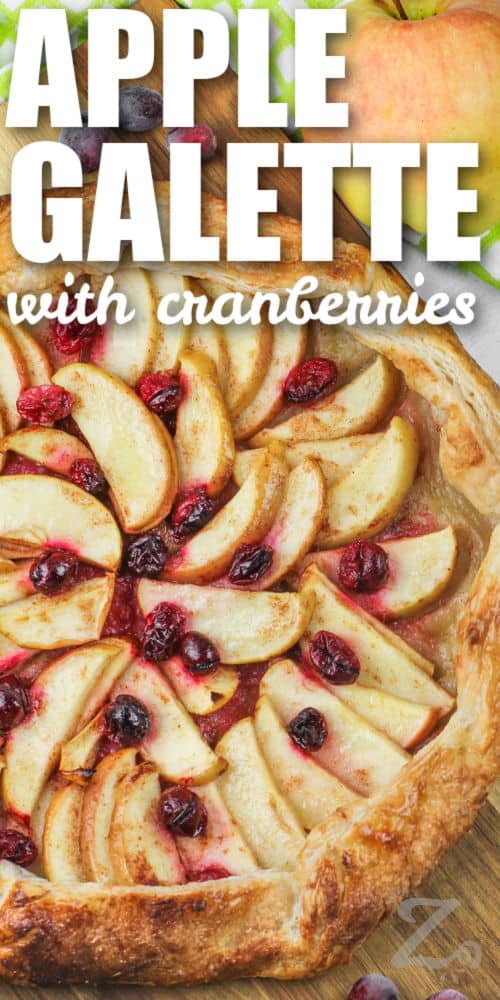 baked Apple Galette with cranberries and a title