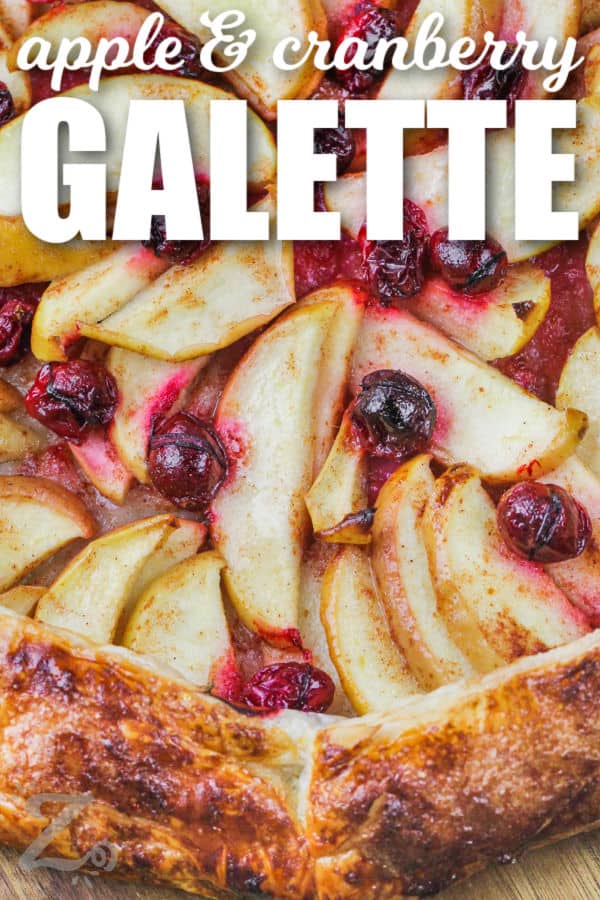 close up of Apple Galette with a title