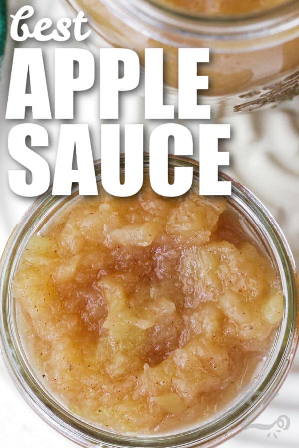 chunky apple sauce in a jar with text