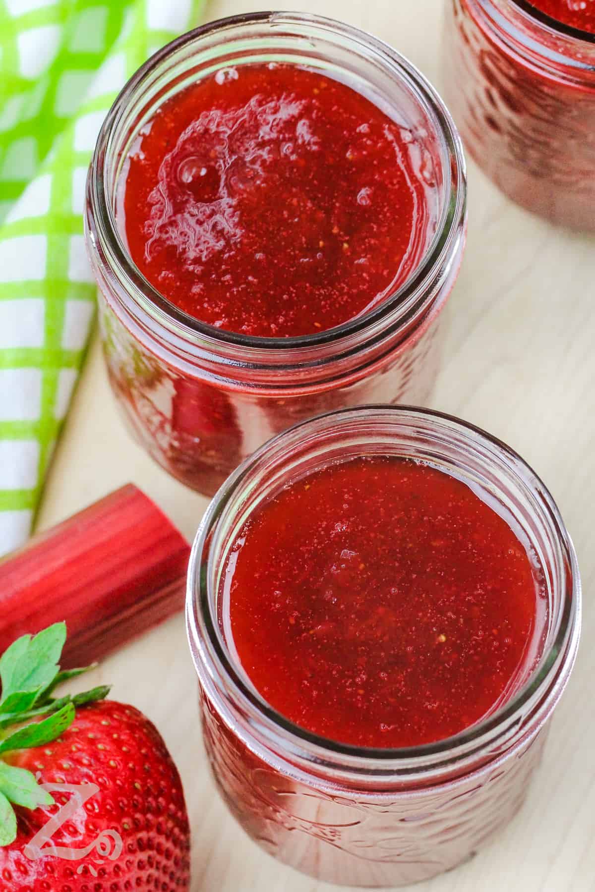 Strawberry Rhubarb Jam in jars