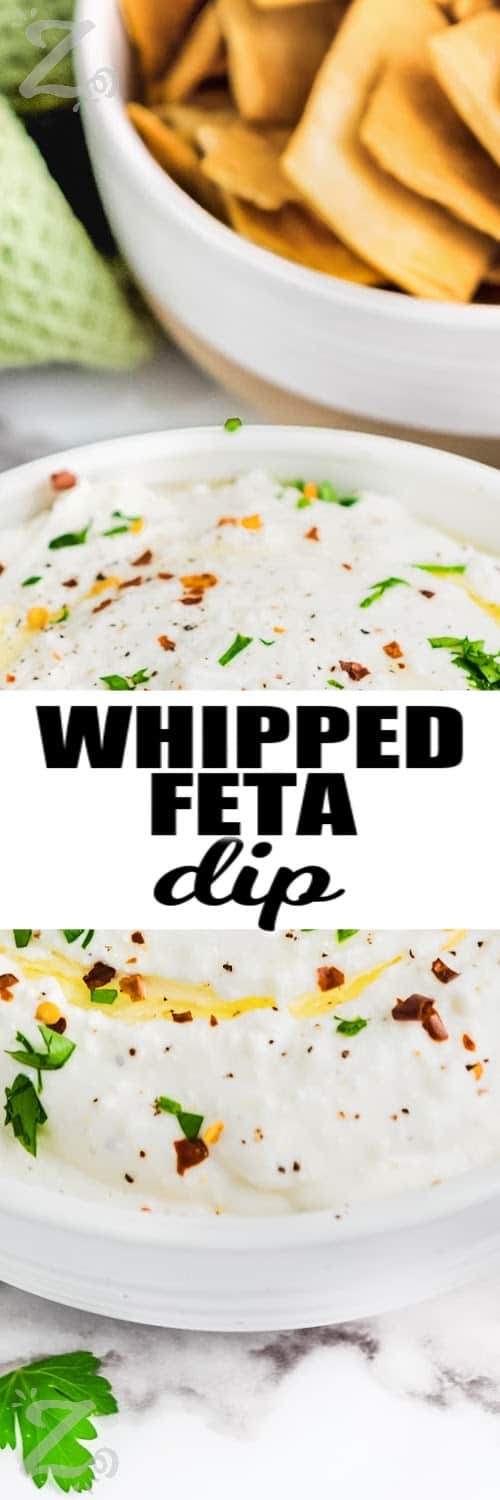 whipped feta dip with a title
