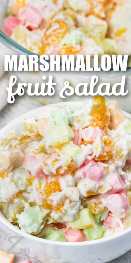 fun Marshmallow Salad with writing