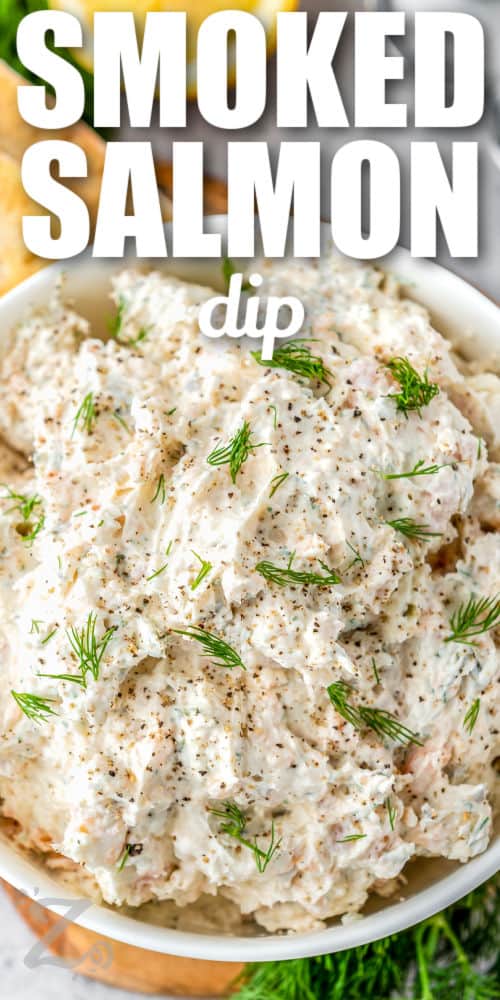 top view of Smoked Salmon Dip in a bowl