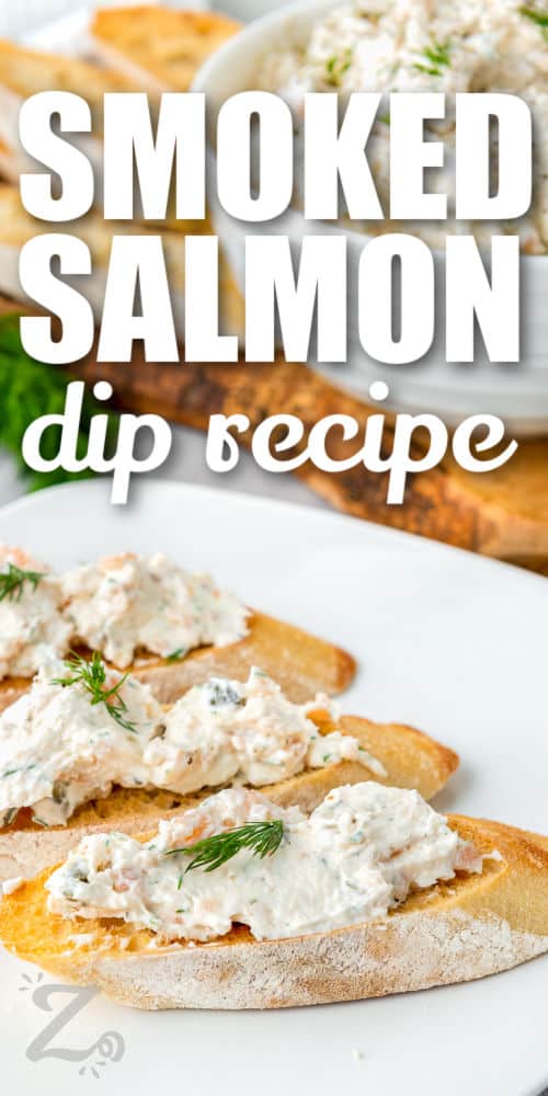 plated Smoked Salmon Dip with writing