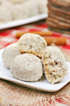 plated Pecan Snowball Cookies