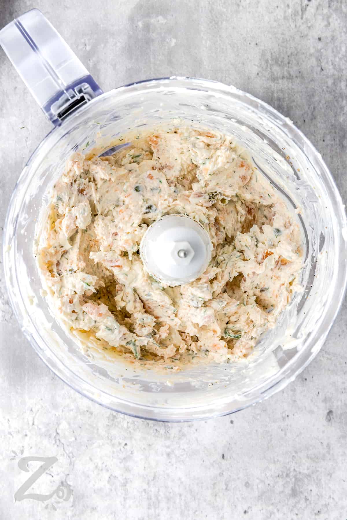 blended Smoked Salmon Dip in the food processor