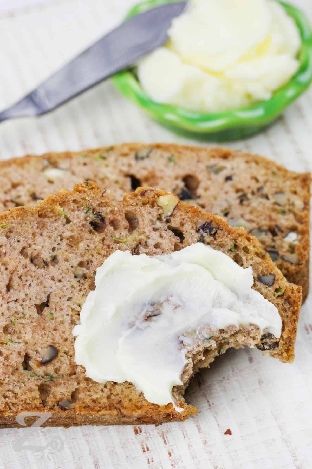 Zucchini Bread with butter