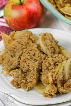 Apple Crumble on a white plate