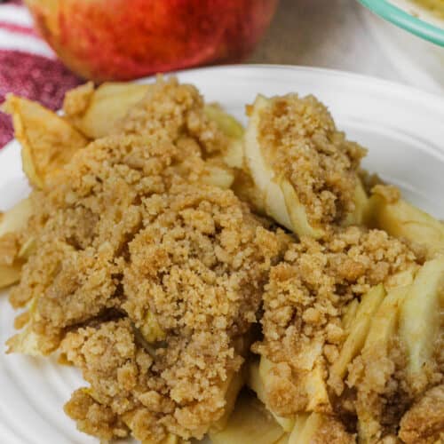 Apple Crumble on a white plate