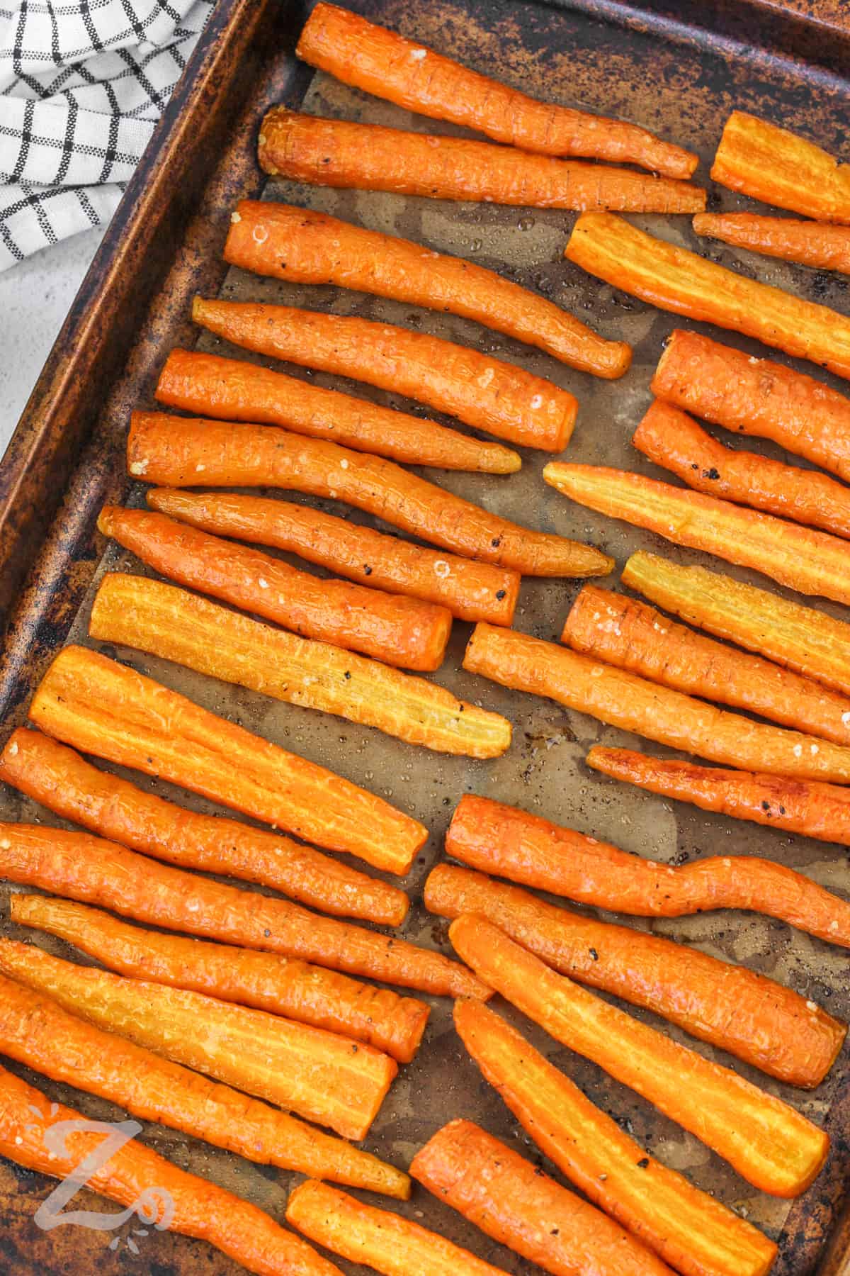 Oven Roasted Carrots on a baking sheet