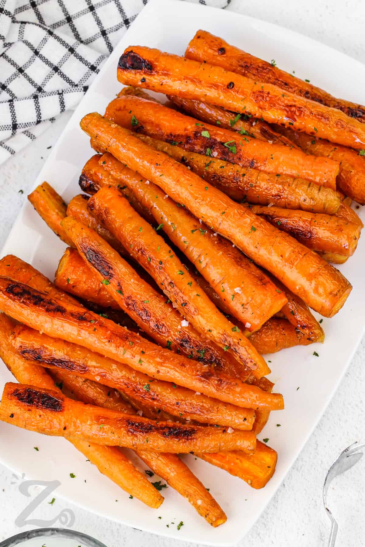 Oven Roasted Carrots on a serving plate