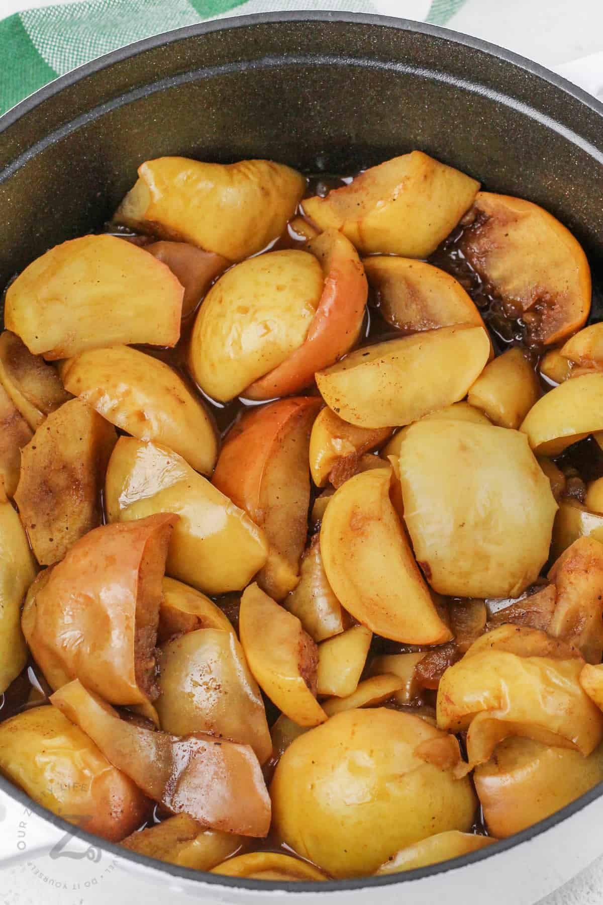 cooked apples and brown sugar mixture