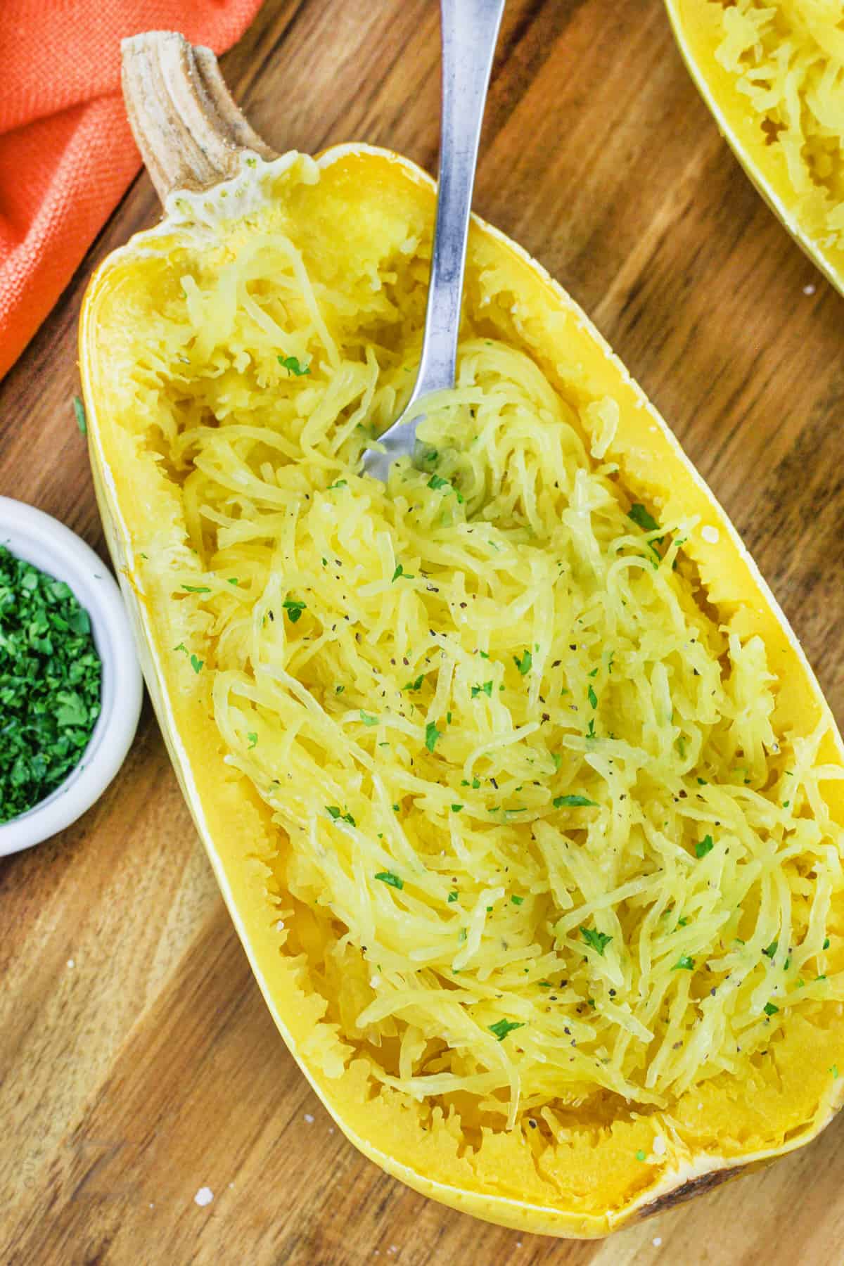 microwave spaghetti squash with a fork
