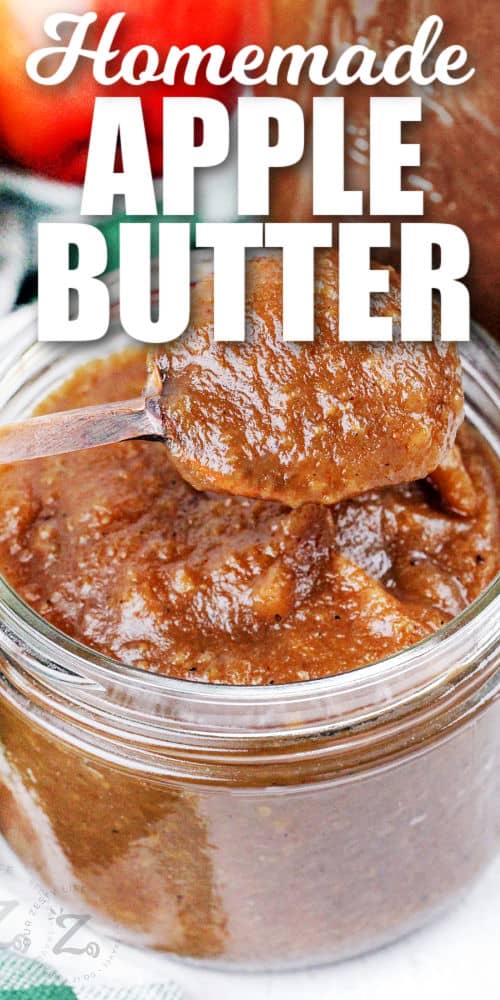 spoonfull of Apple Butter with writing