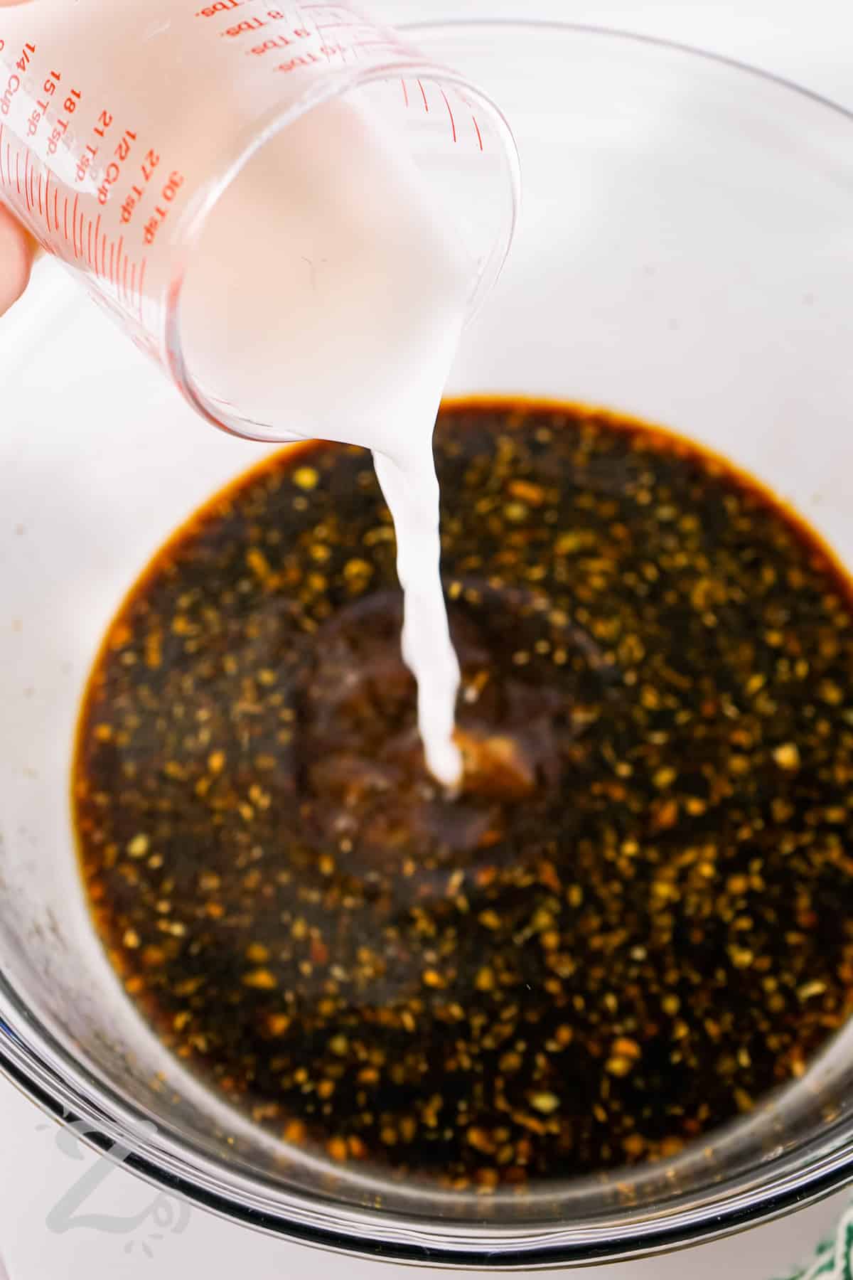mixing wet ingredients together to make Best Teriyaki Sauce