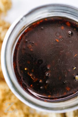 close up of Best Teriyaki Sauce in a jar