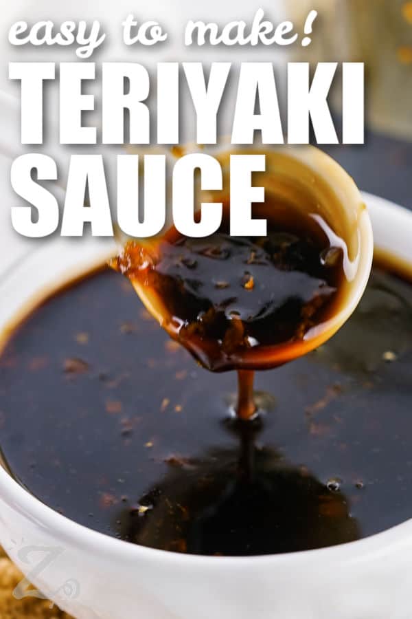 taking a spoonful of Best Teriyaki Sauce out of the bowl