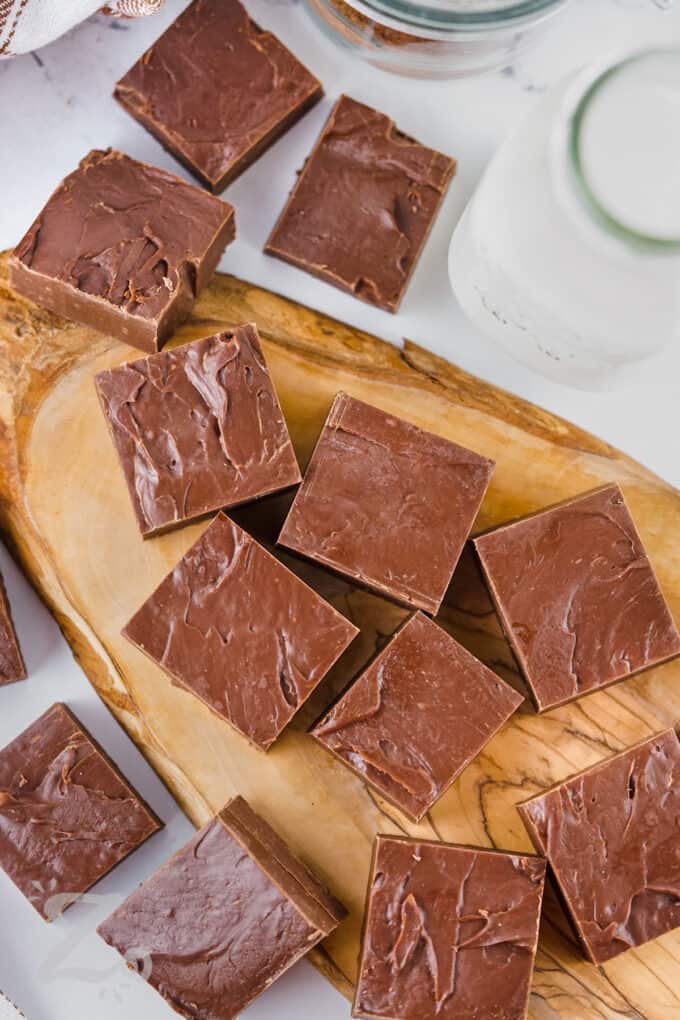 cut up slices of 2 Ingredient Chocolate Fudge