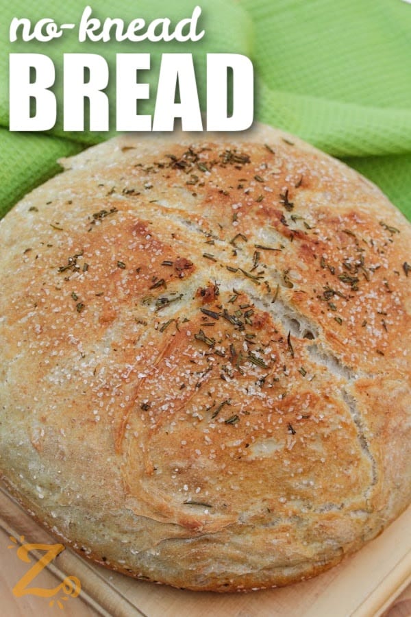 No knead bread with writing