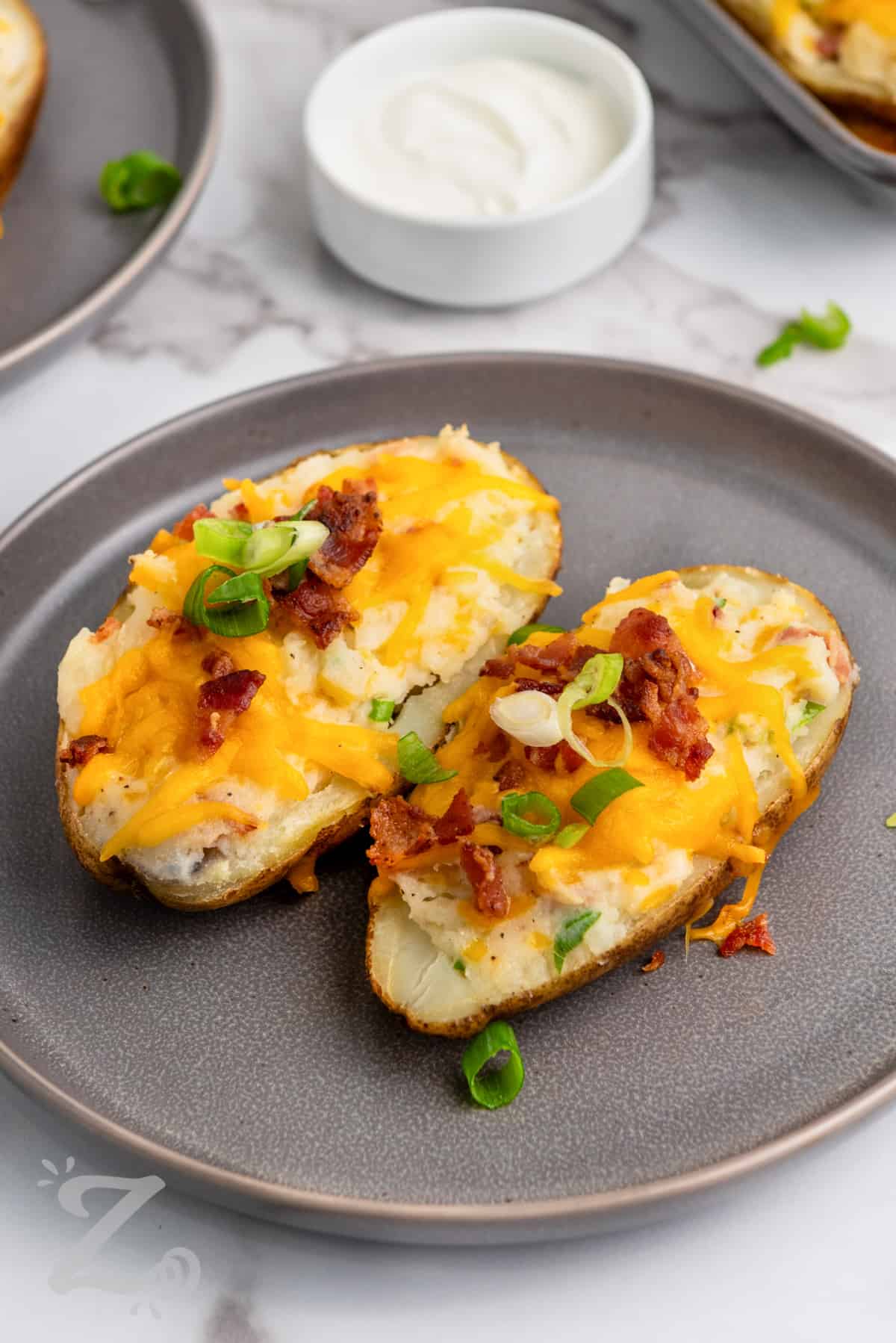 plated Twice Baked Potatoes