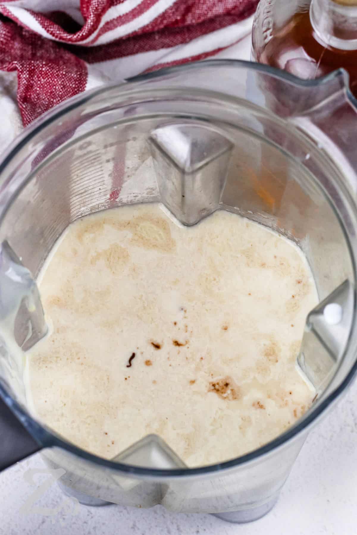 homemade Irish cream ingredients in a blender