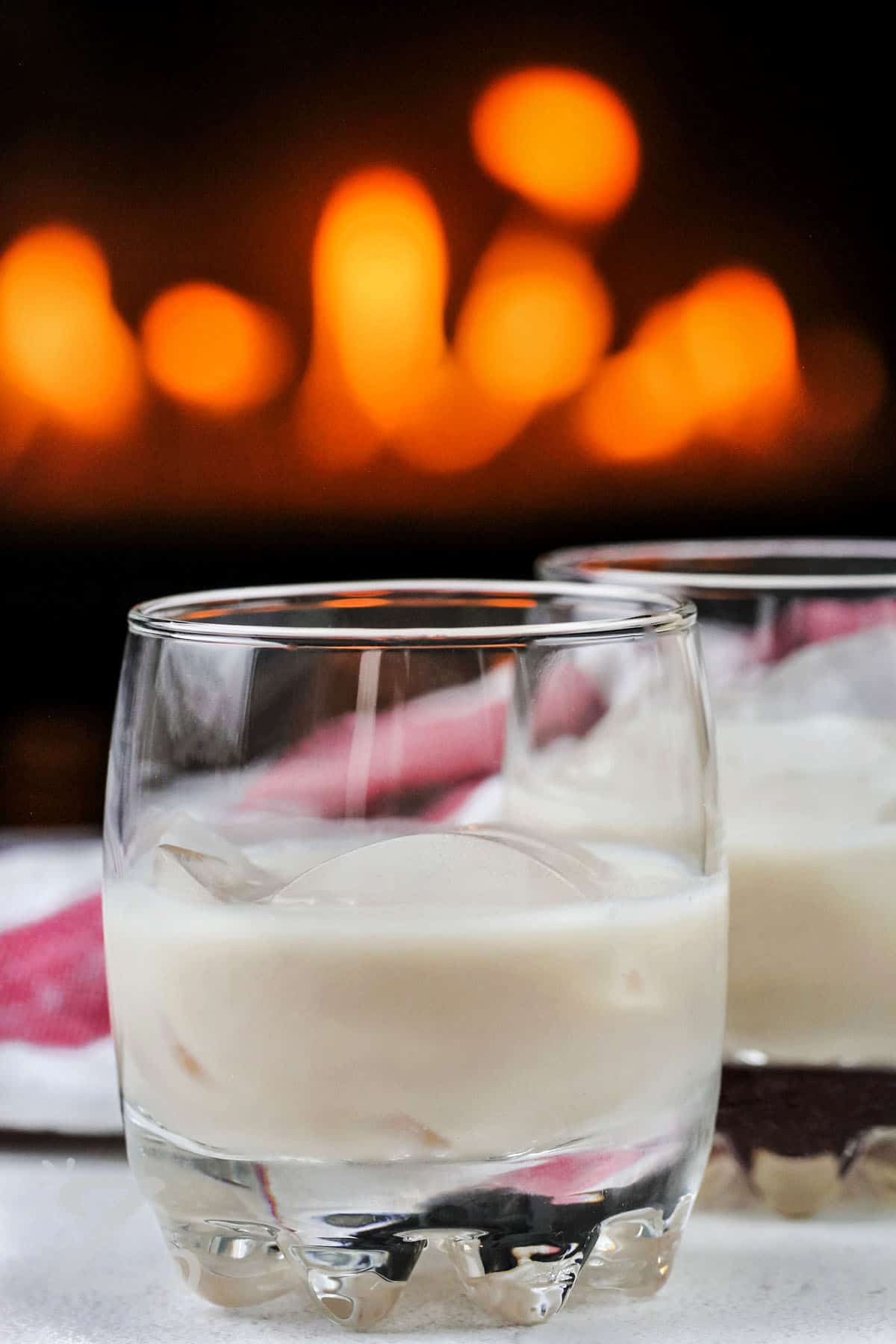 homemade Irish cream in a glass with ice