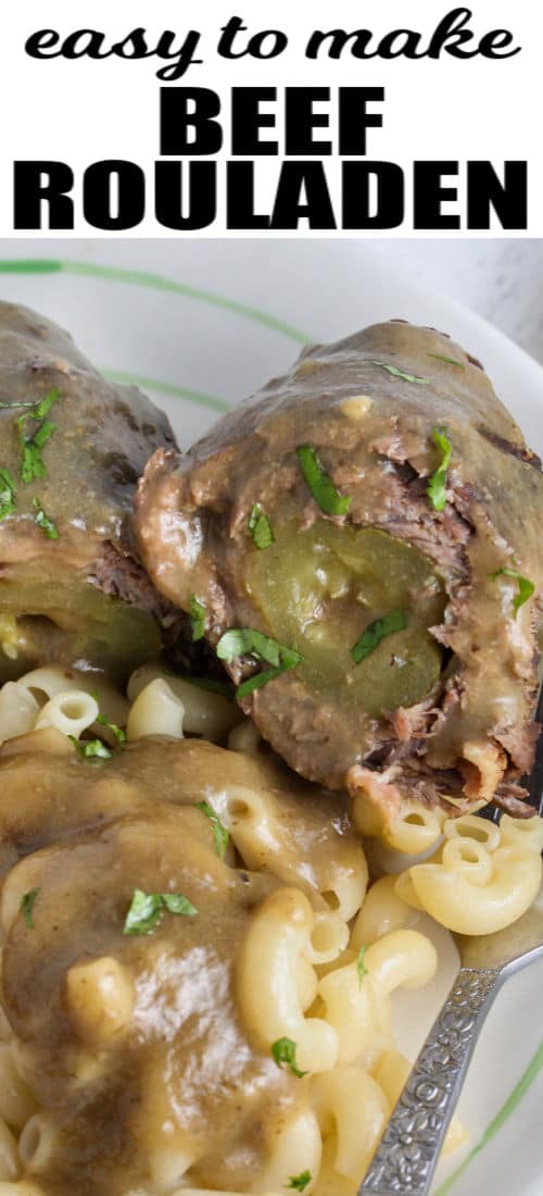 Beef Rouladen with gravy and writing