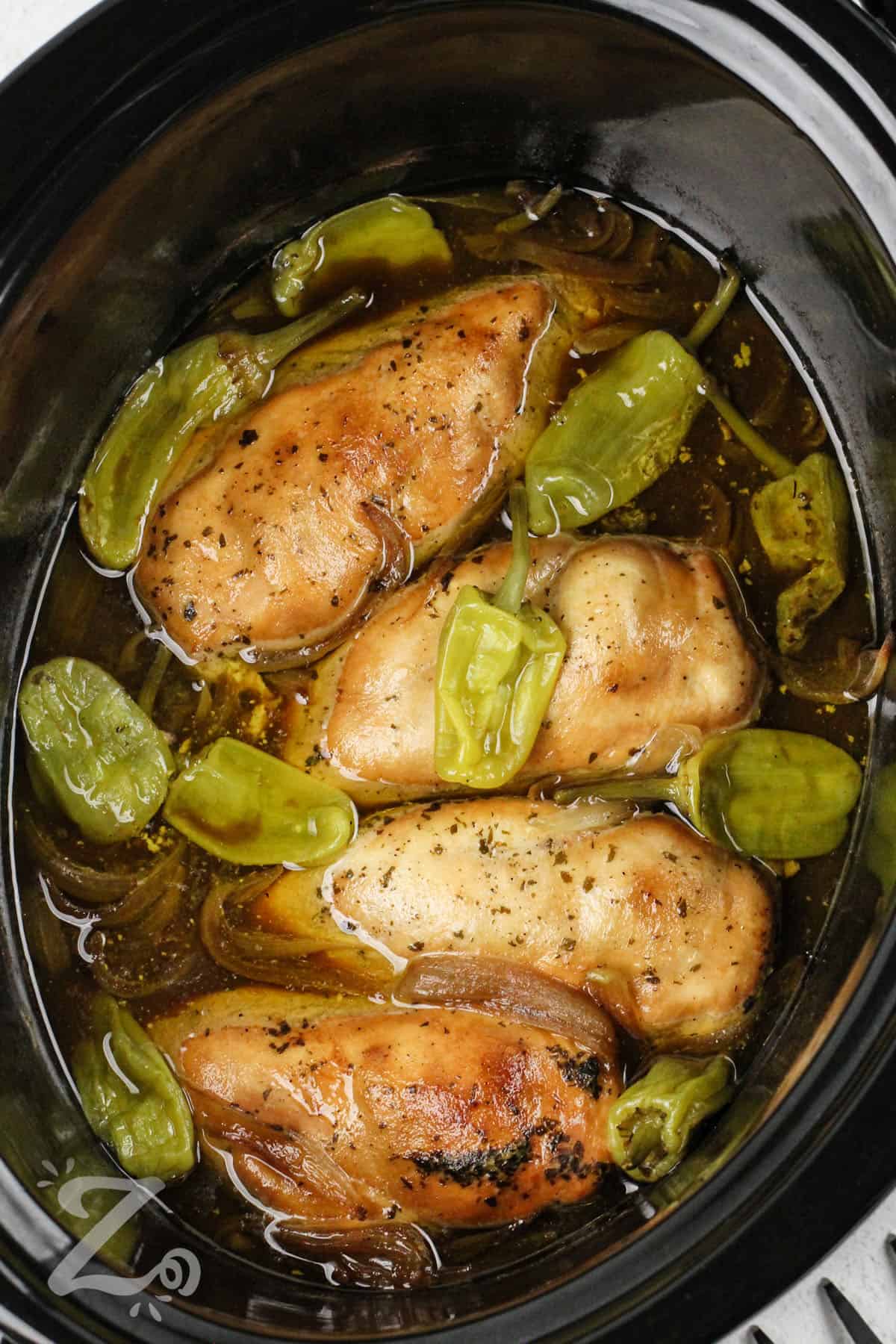 cooked Mississippi Chicken in the crock pot