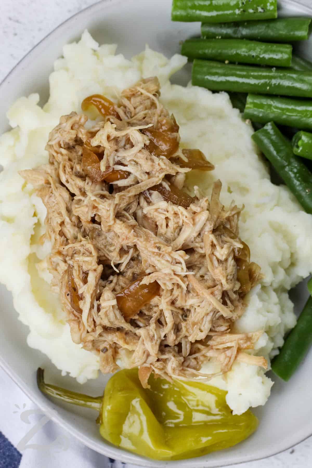 Mississippi Chicken on mashed potatoes