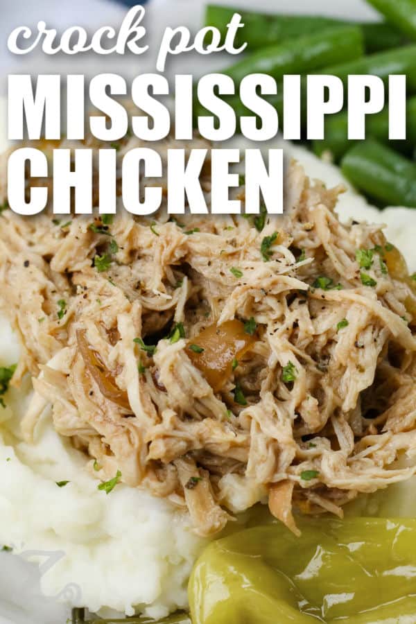 close up of Mississippi Chicken with writing
