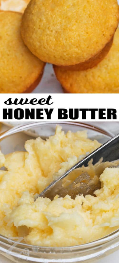 sweet Honey Butter with muffins and a title