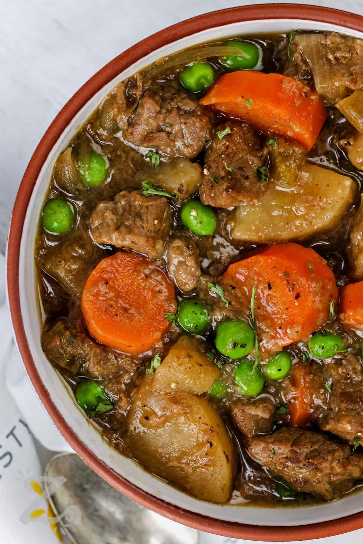 a bowl of slow cooker beef stew